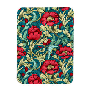 William Morris Inspiriert Red Blume Pattern Magnet