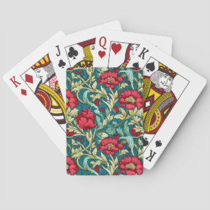 William Morris Inspiriert Red Blume Pattern Spielkarten