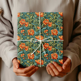 William Morris inspiriert Terracotta Pastellgrün Geschenkpapier