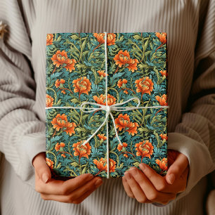 William Morris inspiriert Terracotta Pastellgrün Geschenkpapier