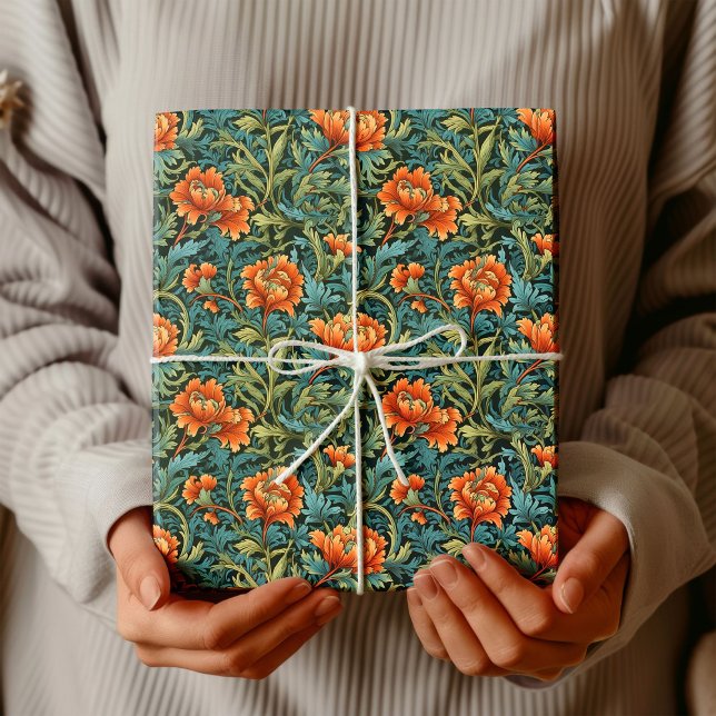 William Morris inspiriert Terracotta Pastellgrün Geschenkpapier (William Morris inspired terracotta pastel green Wrapping Paper)