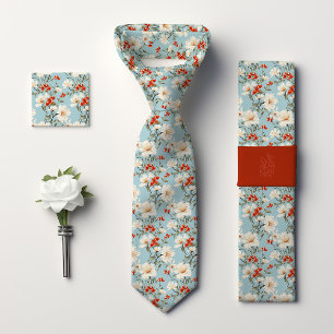 William Morris-Inspirierte Blaue Kirschblüten-Blum Krawatte