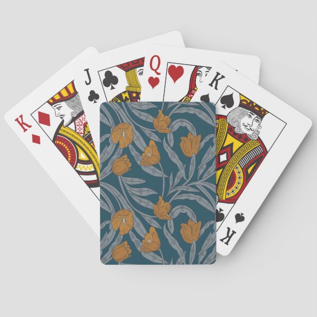 William Morris Inspirierte Dark Floral Pattern Spielkarten (Rückseite)