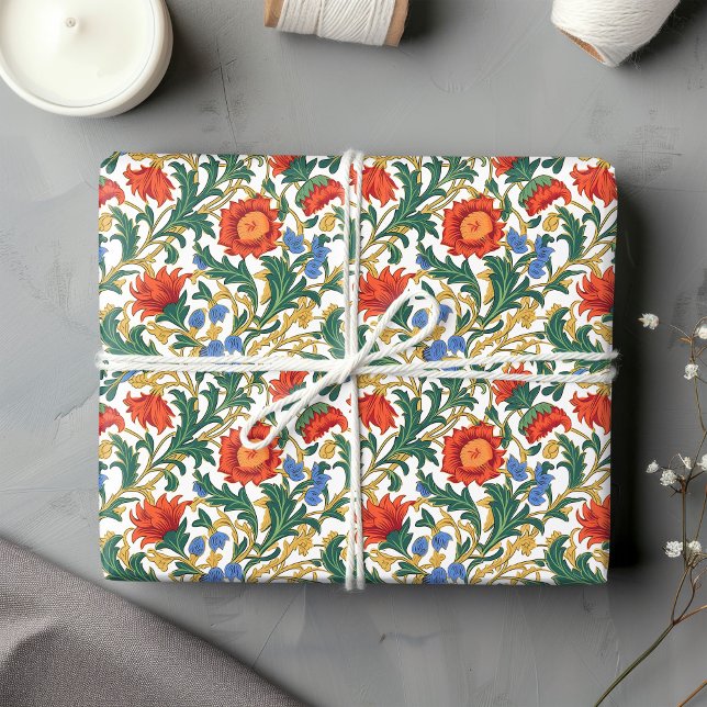 William Morris inspirierte farbenfrohe, lebendige  Geschenkpapier (William Morris inspired colorful vibrant flowers Wrapping Paper)