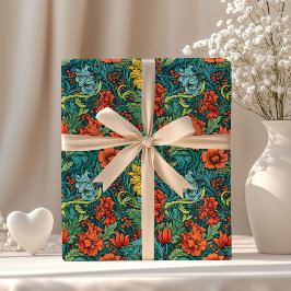William Morris inspirierte farbenfrohe, lebendige Geschenkpapier