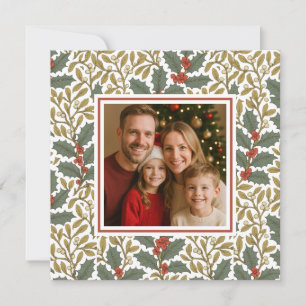 William Morris Inspirierte Holly Square Foto Feiertagskarte