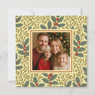 William Morris Inspirierte Holly Square Foto Feiertagskarte