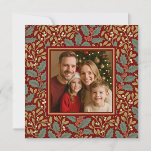 William Morris inspirierte Holly Square Foto Feiertagskarte
