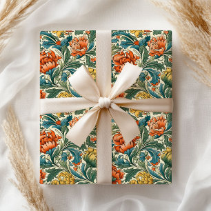William Morris inspirierte Kupferpastellgelb Geschenkpapier