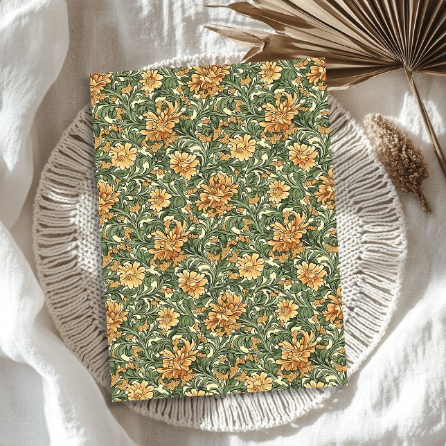 William Morris inspirierte Orangenpastellgrün Seidenpapier (William Morris inspired orange pastel green floral Tissue Paper)