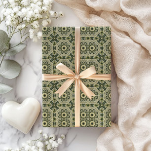 William Morris inspirierte pastellgrün geometrisch Geschenkpapier