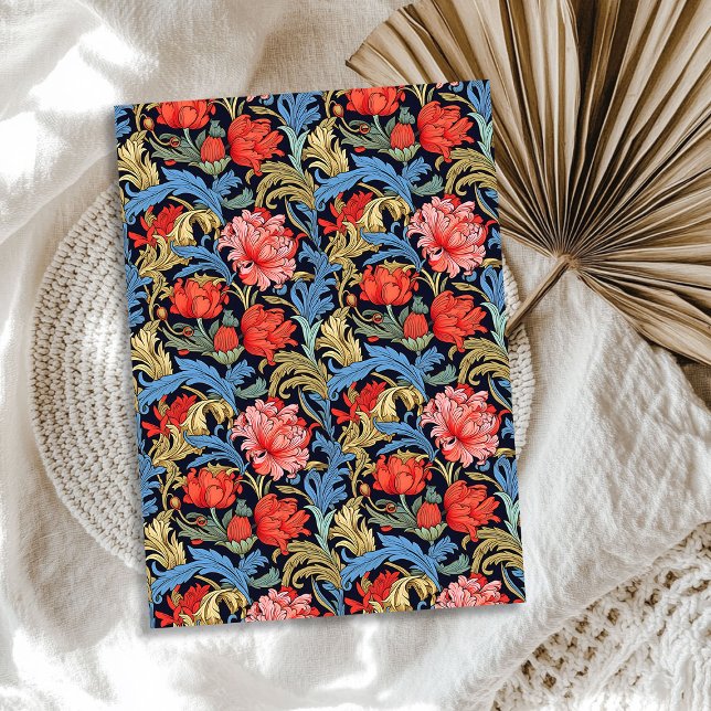 William Morris inspirierte Rosa-Blau-Wein Seidenpapier (William Morris inspired pink blue sage green Tissue Paper)