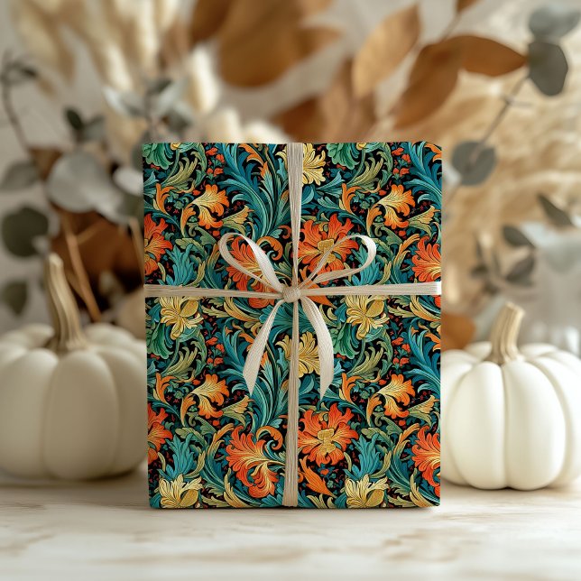 William Morris inspirierte Terracotta Pastellblau Geschenkpapier (William Morris inspired terracotta pastel blue Wrapping Paper)