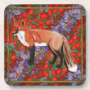 William Morris inspirierter Fuchs Getränkeuntersetzer