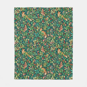 William Morris inspirierter Fuchs und Fasan Fleecedecke