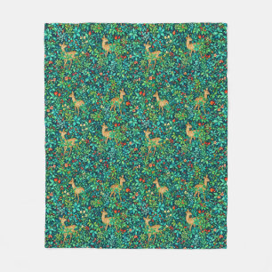 William Morris inspirierter Waldhirsch Fleecedecke