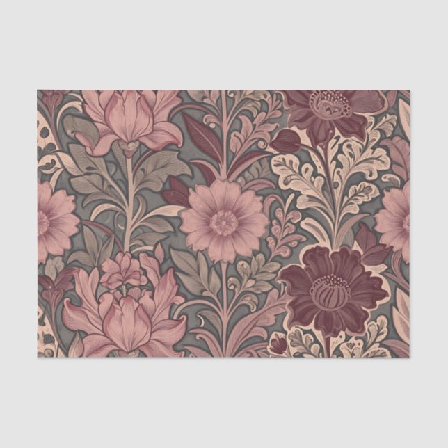 William Morris inspiriertes Blumenmuster Seidenpapier (Vorderseite)