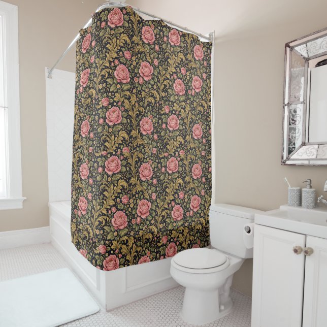 William Morris Inspiriertes Muster Rosa Rose Duschvorhang (Beispiel)