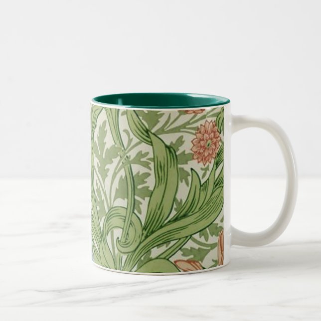 William Morris Iris Blume Foliage Birds Blue Zweifarbige Tasse (Rechts)