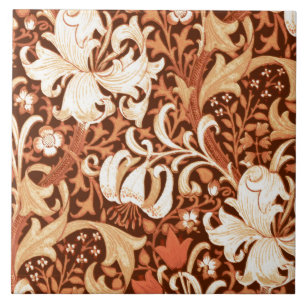 William Morris Iris und Lilie, Braun und Beige Fliese