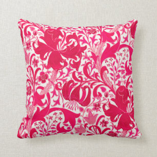 William Morris Iris und Lilie, Fuchsia Rosa Kissen