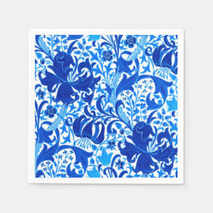 William Morris-Iris und Lilie, Kobalt-Blau Serviette