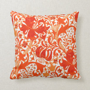 William Morris-Iris und Lilie, Mandarine Kissen