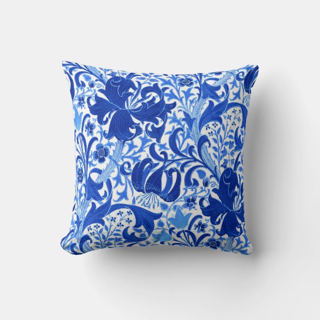 William Morris Iris und Lily, Cobalt Blue Kissen (Vorderseite)