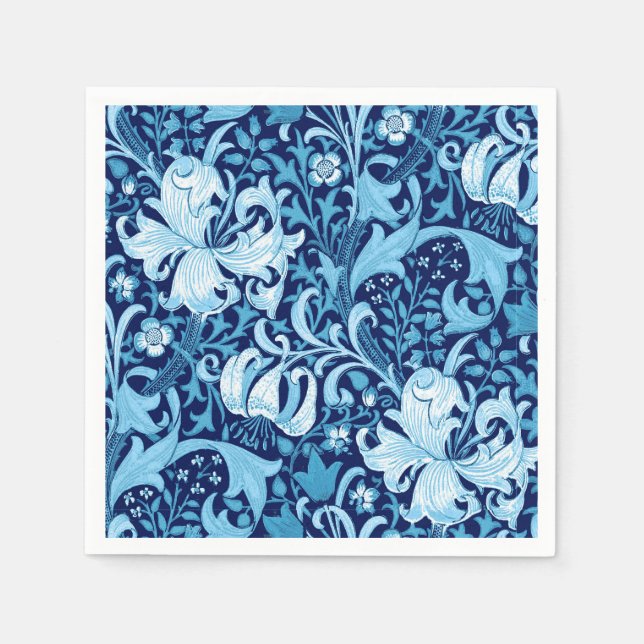 William Morris Iris und Lily, Indigo Blue Serviette (Vorderseite)