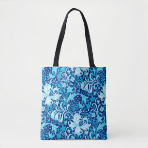 William Morris Iris und Lily, Indigo Blue & White