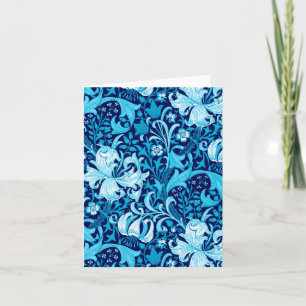 William Morris Iris und Lily, Indigo Blue & White Karte