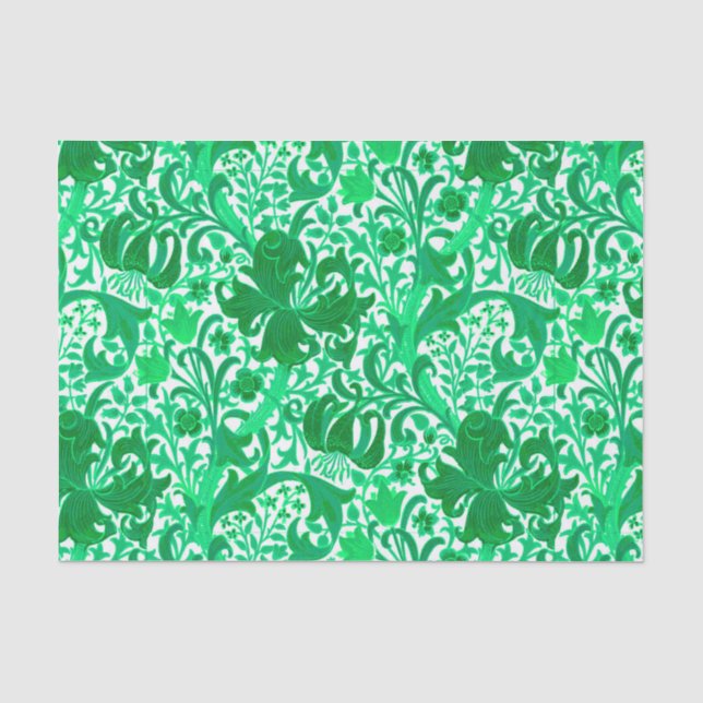 William Morris Iris und Lily, Jade Green Seidenpapier (Vorderseite)
