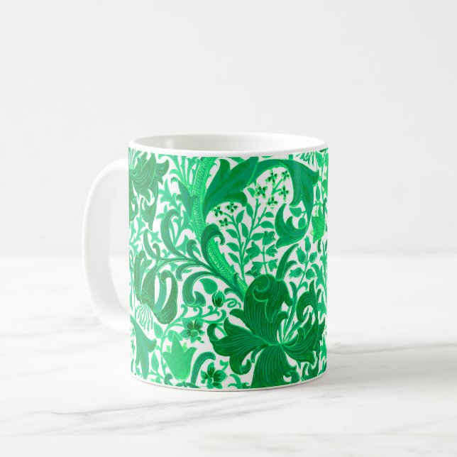 William Morris Iris und Lily, Jade Green Tasse (Vorderseite Links)