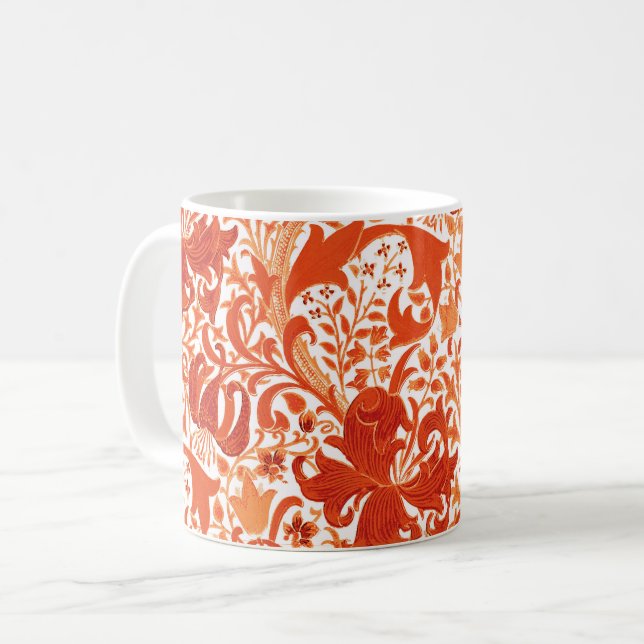William Morris Iris und Lily, Mandarin Orange Tasse (Vorderseite Links)
