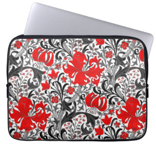 William Morris Iris und Lily, Schwarz, Weiß und Ro Laptopschutzhülle