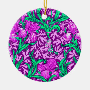 William Morris Irises, Amethyst Lila Keramik Ornament