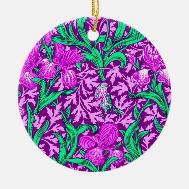 William Morris Irises, Amethyst Lila Keramik Ornament (Vorne)
