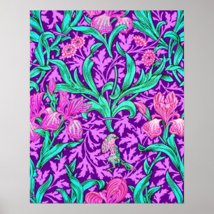 William Morris Irises, Amethyst Lila Poster