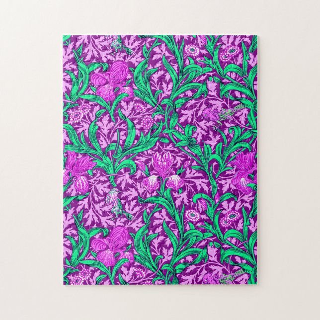 William Morris Irises, Amethyst Lila Puzzle (Vertikal)