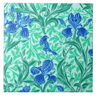 William Morris Irises, Cobalt Blue, Aqua und Aquam Fliese