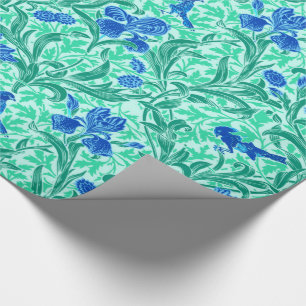 William Morris Irises, Cobalt Blue, Aqua und Aquam Geschenkpapier