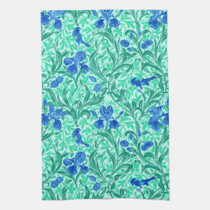 William Morris Irises, Cobalt Blue, Aqua und Aquam Geschirrtuch