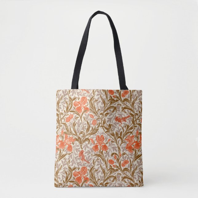 William Morris Irises, Coral Orange, Brown & Beige (Vorderseite)