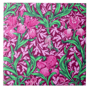 William Morris Irises, Fuchsia Pink und Wein Fliese