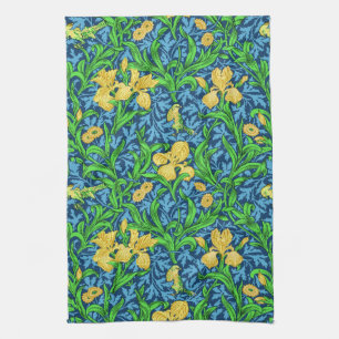 William Morris Irises, Gelb und Cobalt Blue Geschirrtuch