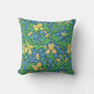 William Morris Irises, Gelb und Cobalt Blue Kissen
