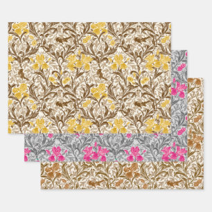 William Morris Irises, Gold, Grau, Rust   Geschenkpapier Set