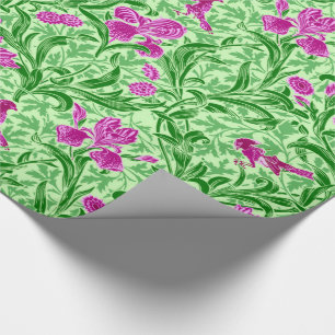 William Morris Irises, Green, Magenta und Orchid Geschenkpapier