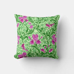 William Morris Irises, Green, Magenta und Orchid Kissen