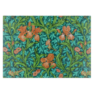 William Morris Irises, Orange und Türkis Schneidebrett